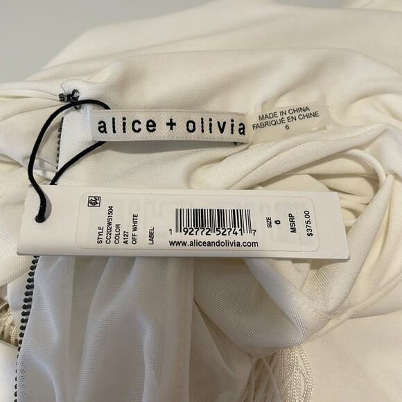 Alice + Olivia Steph Twist Neck Fringe Maxi Dress in Off White Size 6 - Picture 8 of 8